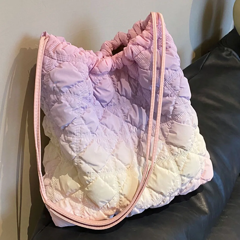 Women Diamond Quilted Bucket Bag Casual Pleated TLXT Cloud Bag Large Capacity Puffer Tote Bag Crossbody Sling Bag Girl Stylish Bag