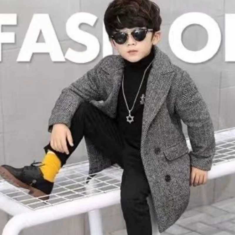 Boys wool coat jacket windproof 2024 inventory warm and thick autumn and winter cotton Christmas gift childrens clothing W241023