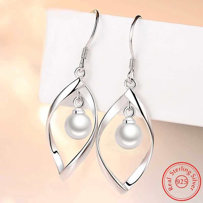 Real 925 sterling silver womens fashion jewelry new hollow pearl pendant earrings XY0027 W241023
