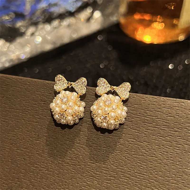 Elegant Bow Rhinestone Imitation Pearl Stud Earrings for Woman Korean Fashion Party Girls Temperament Jewelry Gift AccessoriesX241023