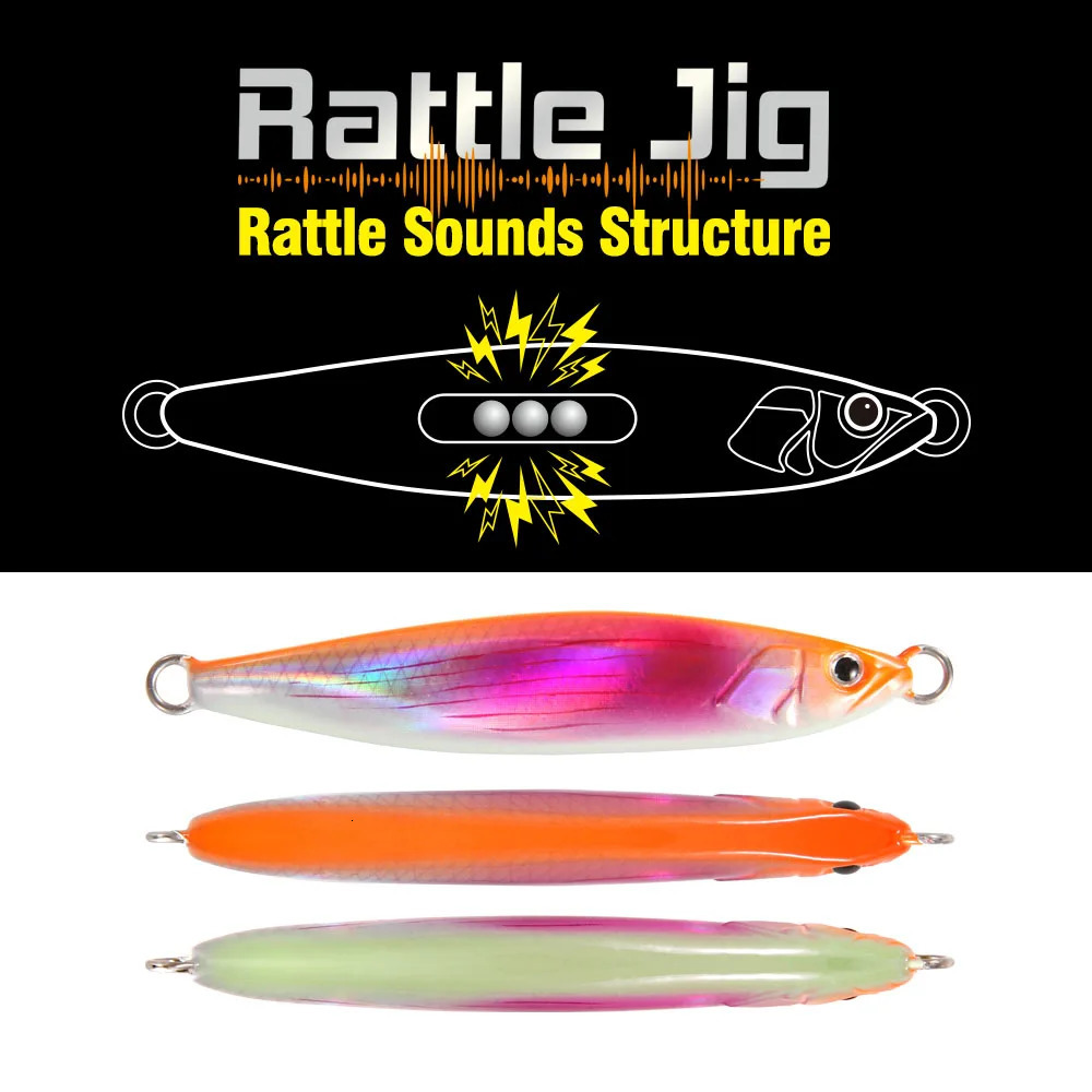 2024 FSTK Rattle Jig Sea Fishing Lures 20g30g40g60g80g Long Casting Lure Spinning Artificial Bait with Hook Spoon Tackle 241024