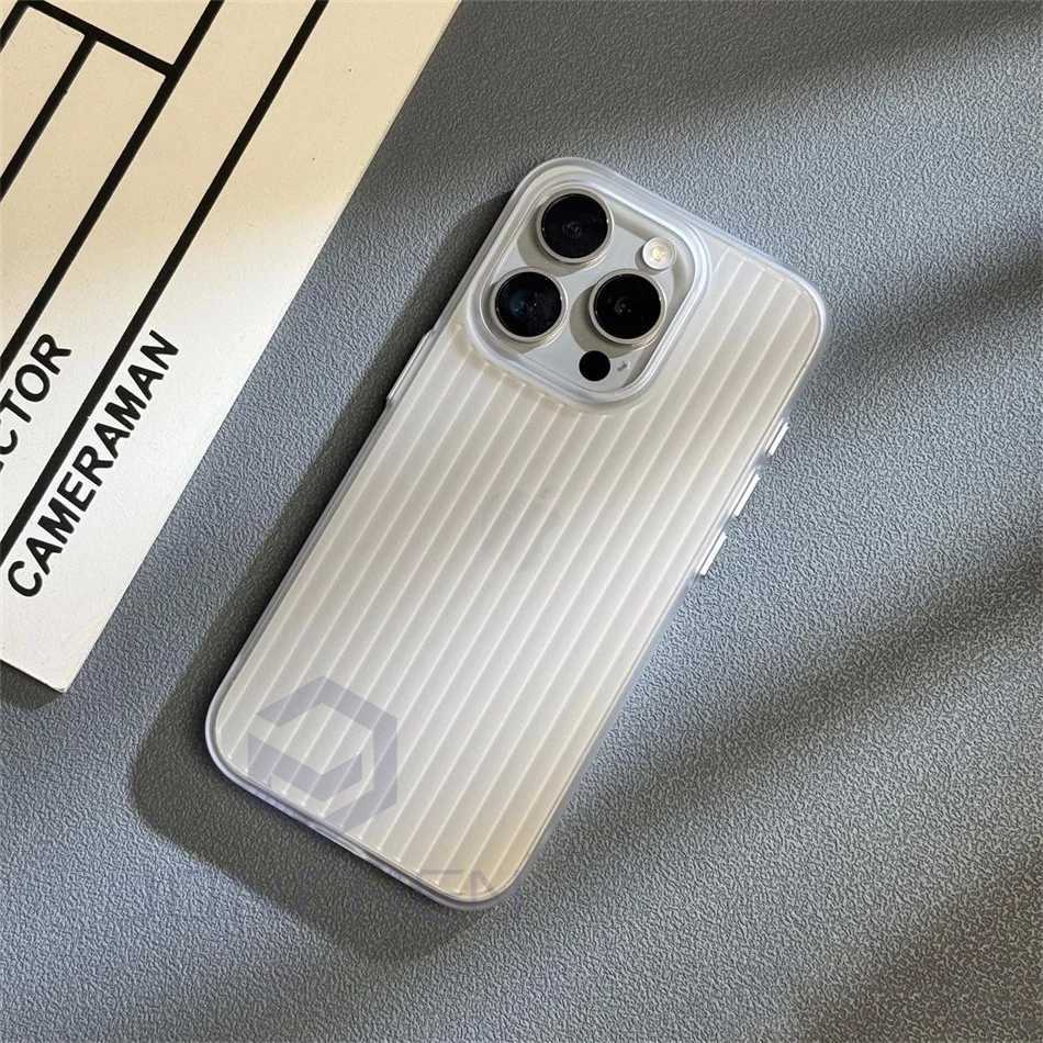 Phone case Slim Corrugated Matte Clear Case For iPhone 15 Plus 14 13 16 Pro Max Luxury Plating Wave Transparent Hard PC Back Cover Fundas Z241023