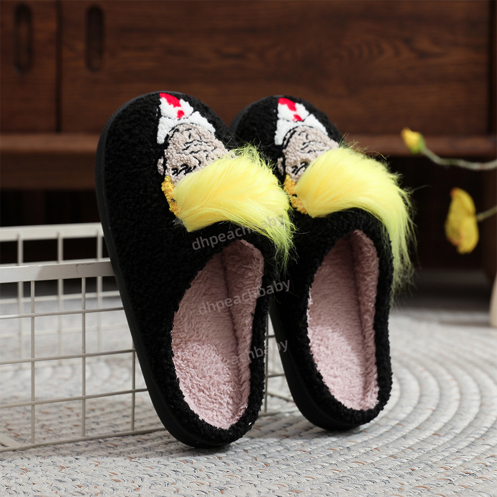 compaik Plush Wig Closed Toe Creative Warm Slip-on House Shoes Funny Thermal Slippers for Outdoor Indoor Bedroom