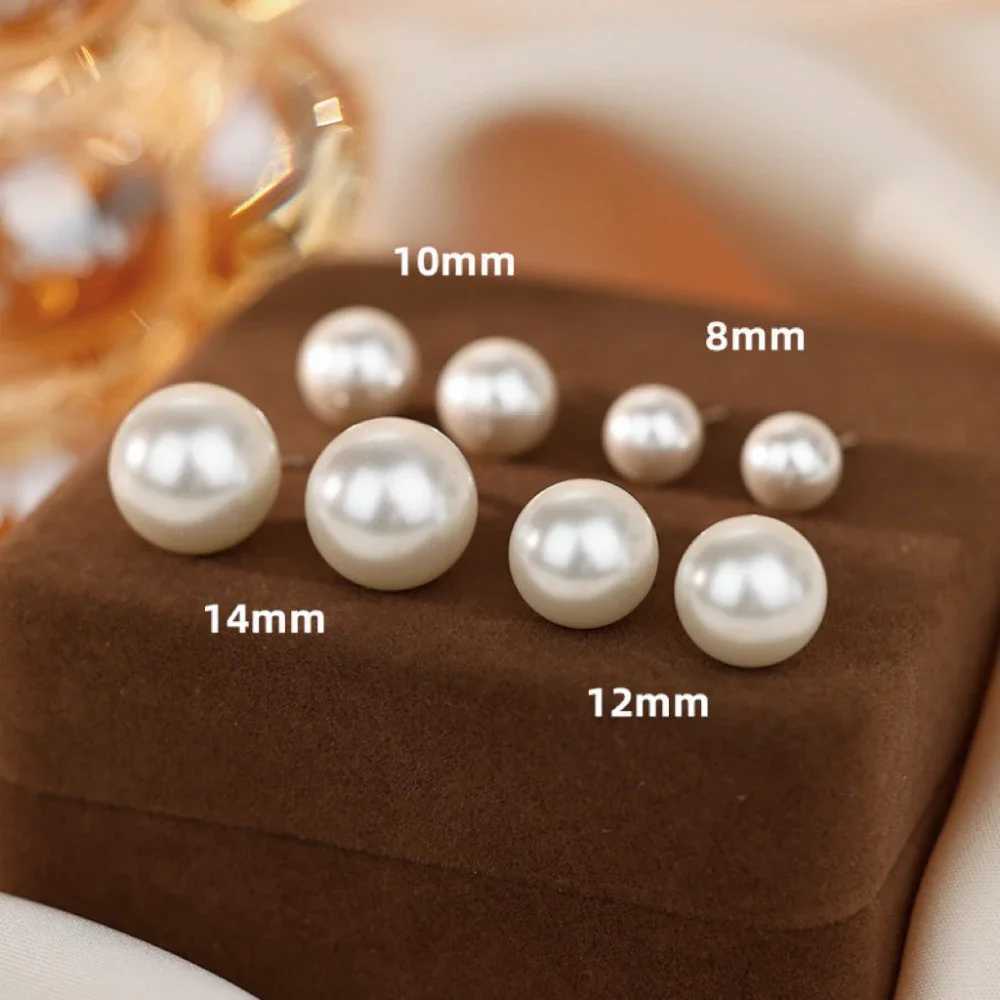 8-14mm Minimalist Imitation Pearl Korean French Elegance Stud Earrings For Women Stainless Steel Earing Classic Luxury JewelryX241023
