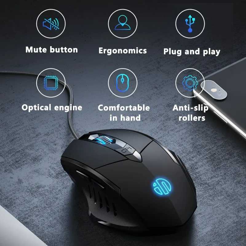 Inphic Wired Gaming Mouse Six-button Macro Programming Definition to Adjust DPI Silent Office MouseLX241024