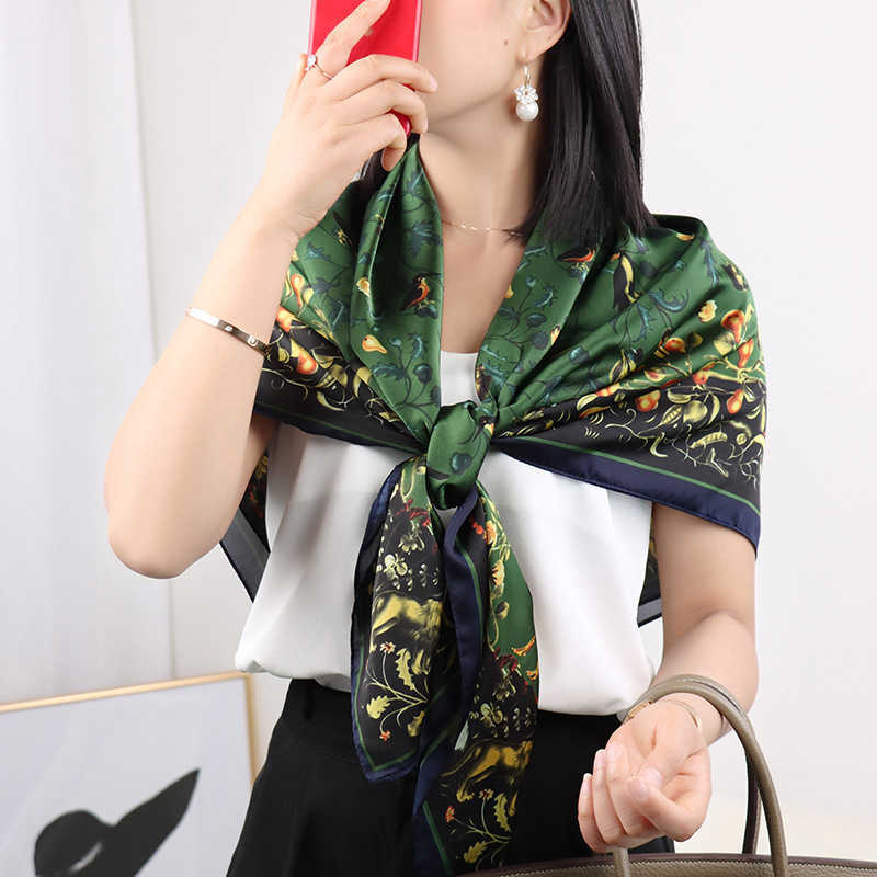 warm Beautiful scarvesreal Black Xiang designers Brocade nice Square scarf silk classic Silk Autumn White Scarf Imitatio and sca