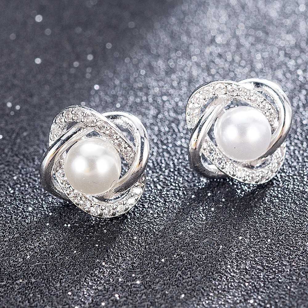 Huitan white imitation pearl earrings are suitable for elegant brides weddings engagements party decorations sparkling CZ luxury jewelry W241023