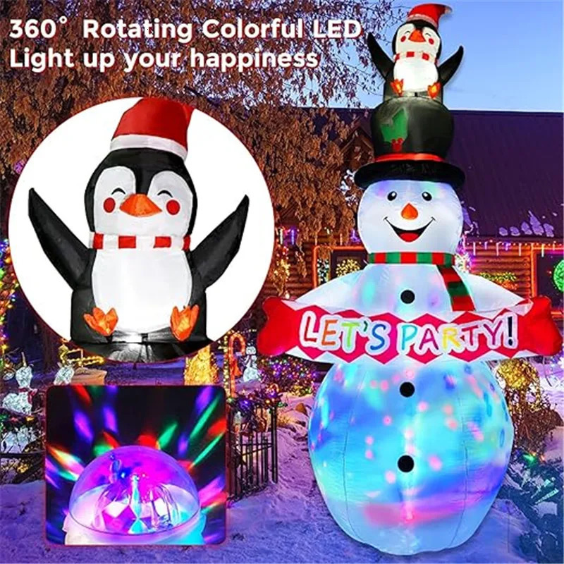 2.4-meter/8-foot Christmas decoration inflatable snowman with LED lights indoor decoration Christmas party outdoor courtyard props decoration 241024