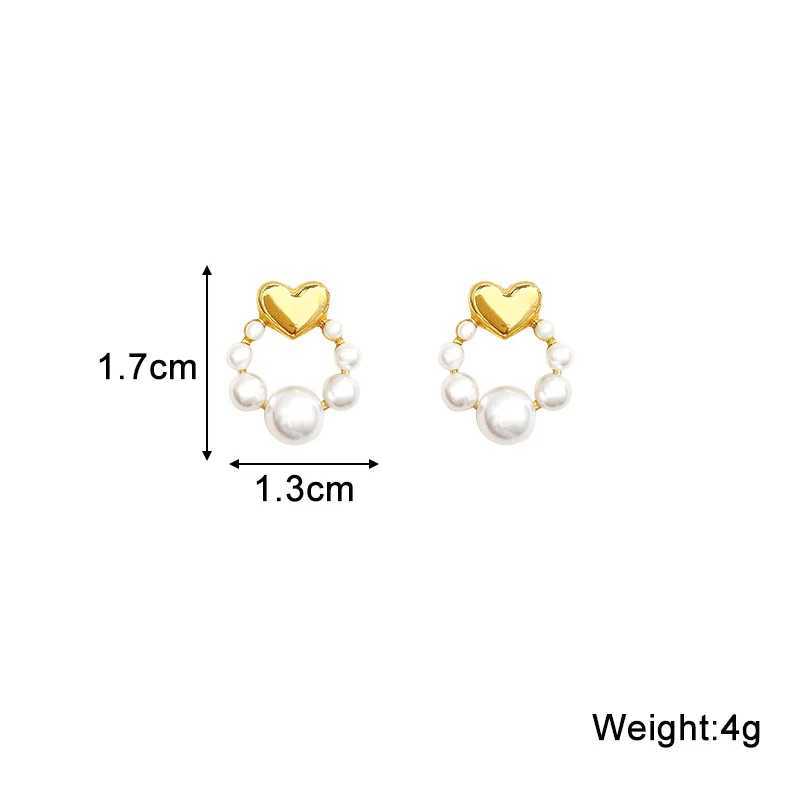 Trendy New Tiny Heart Earrings for Girls Hollow Round Pearl Elegant Womens Wedding Party Fashion Ear Jewelry boucle doreilleX241023