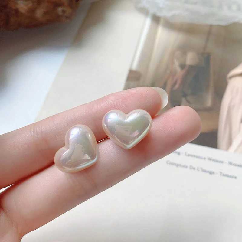20*17mm Big Heart Imitation Shell Stud Earring for Women Simple High Quality Jewelry Wedding Christmas Day Girl Gift BrincosX241023