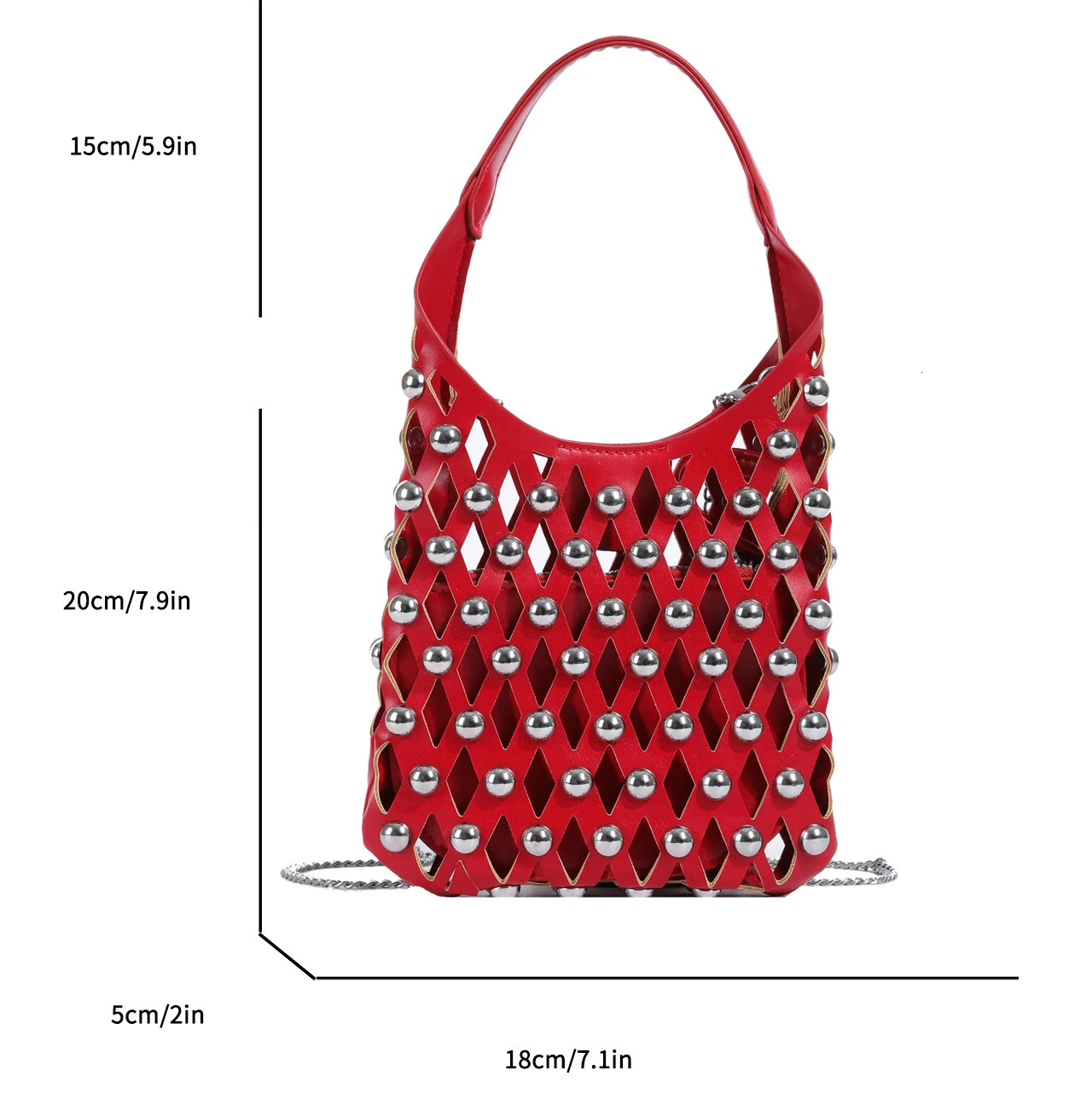 2 Pcsset Rivet n Bucket Crossbody Shoulder Bag Punk Style Pu Leather Handbag And Purse Black Brown bolsa feminina 241021