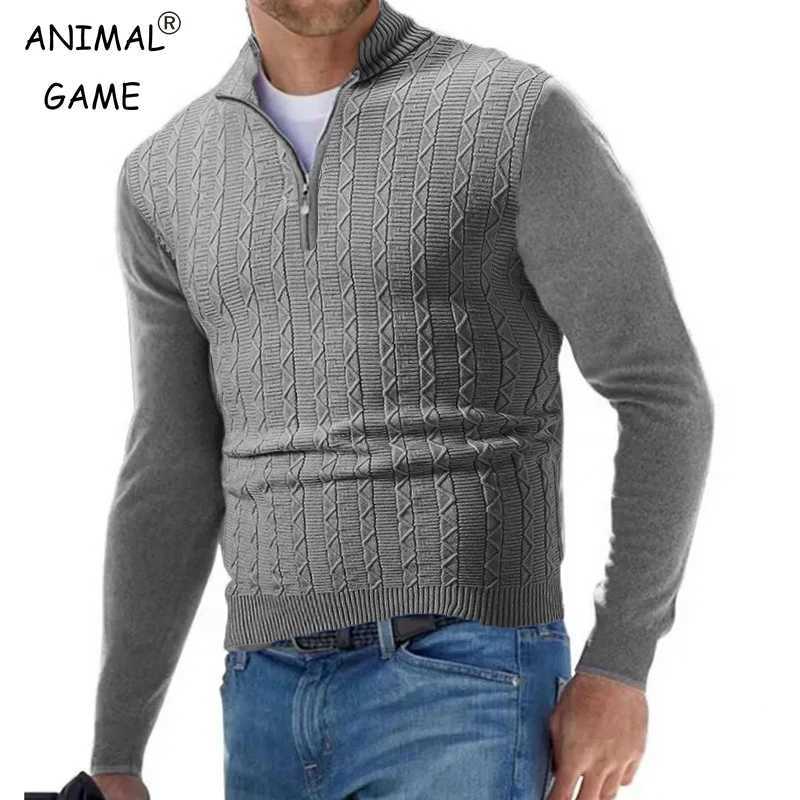 Streetwear Mens Half Zipper Pullover Sweaters Long Sleeve Knitted Solid Color Sweaters Men Oversized Breathable Sweater Men LX241024