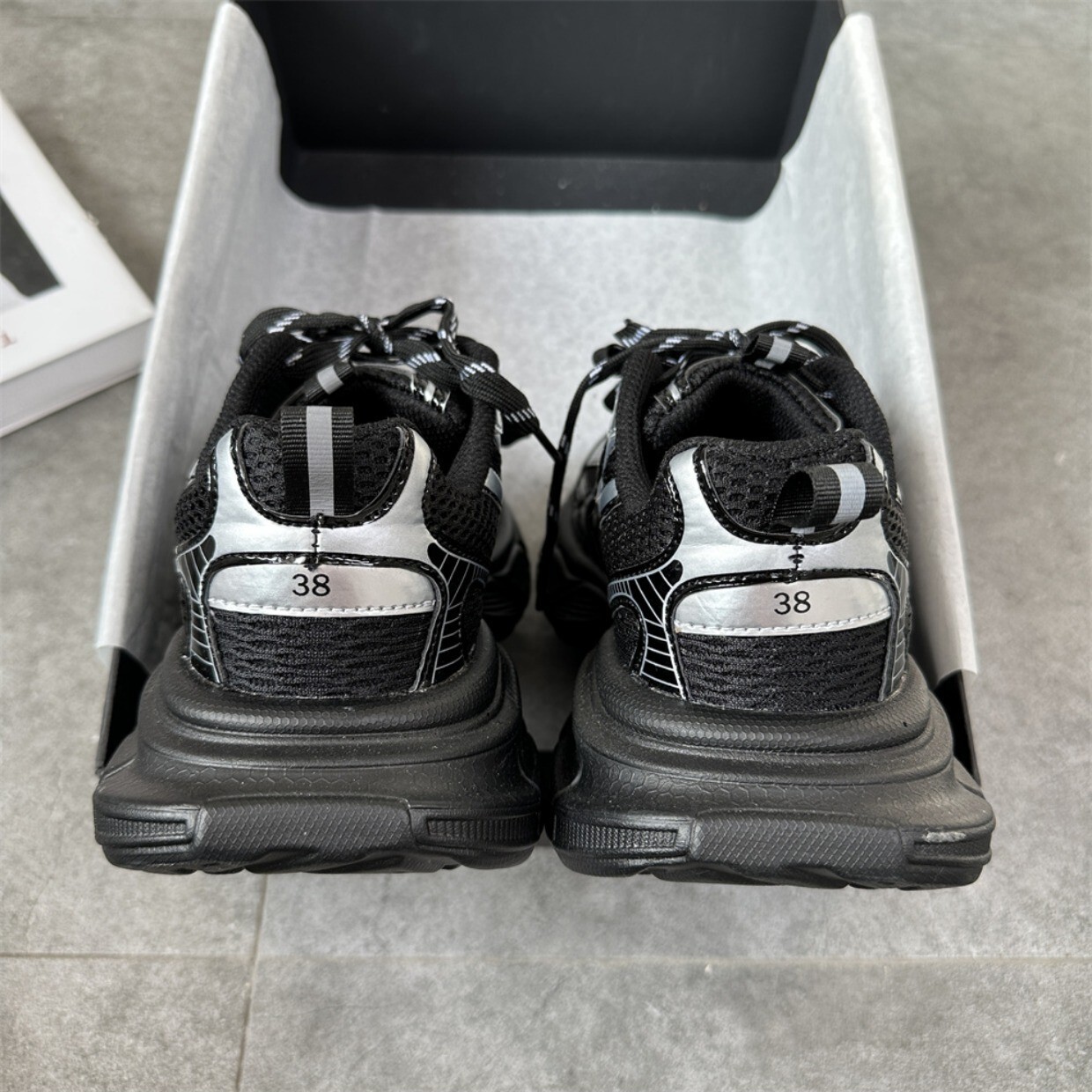 trendy street photo, thick soled couple, casual sports shoes, female