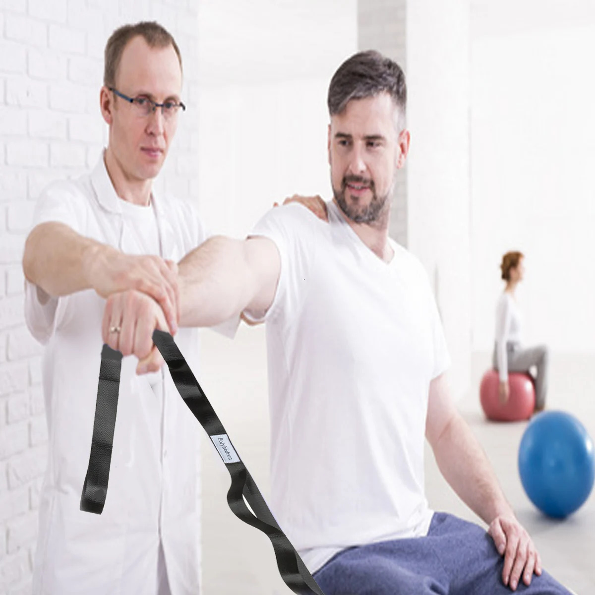 Stretching Strap with 10 Loops Yoga Straps for Physical Therapy Equipment Nonelastic Stretch Exercise 241024