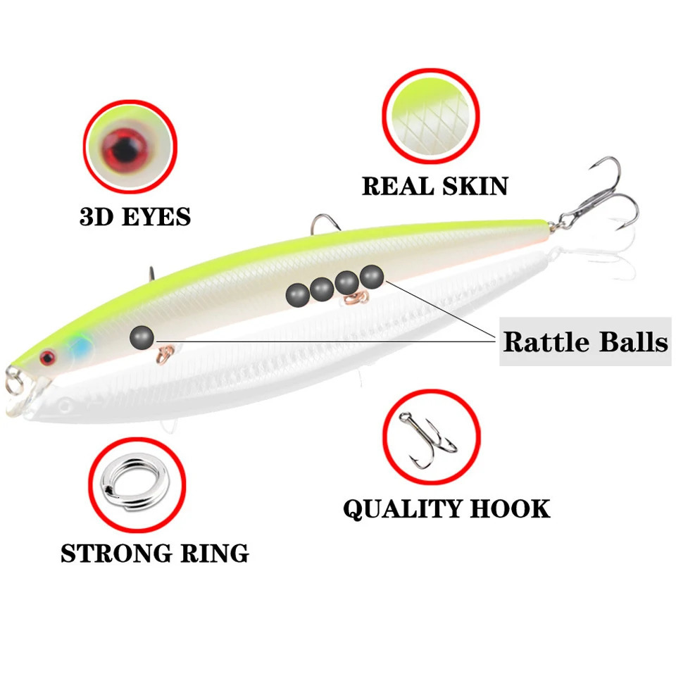 selling 1pcs 18cm 24g big long fish Minnow sea fishing lure bait 3D eyes Strong hooks lures for 241024