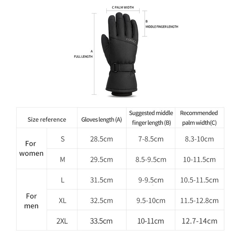 Copozz Adult Warm Winter Ski Gloves Waterproof Thinsulate Snowboard Thermal Motorcycle Cycling Men Women 241024