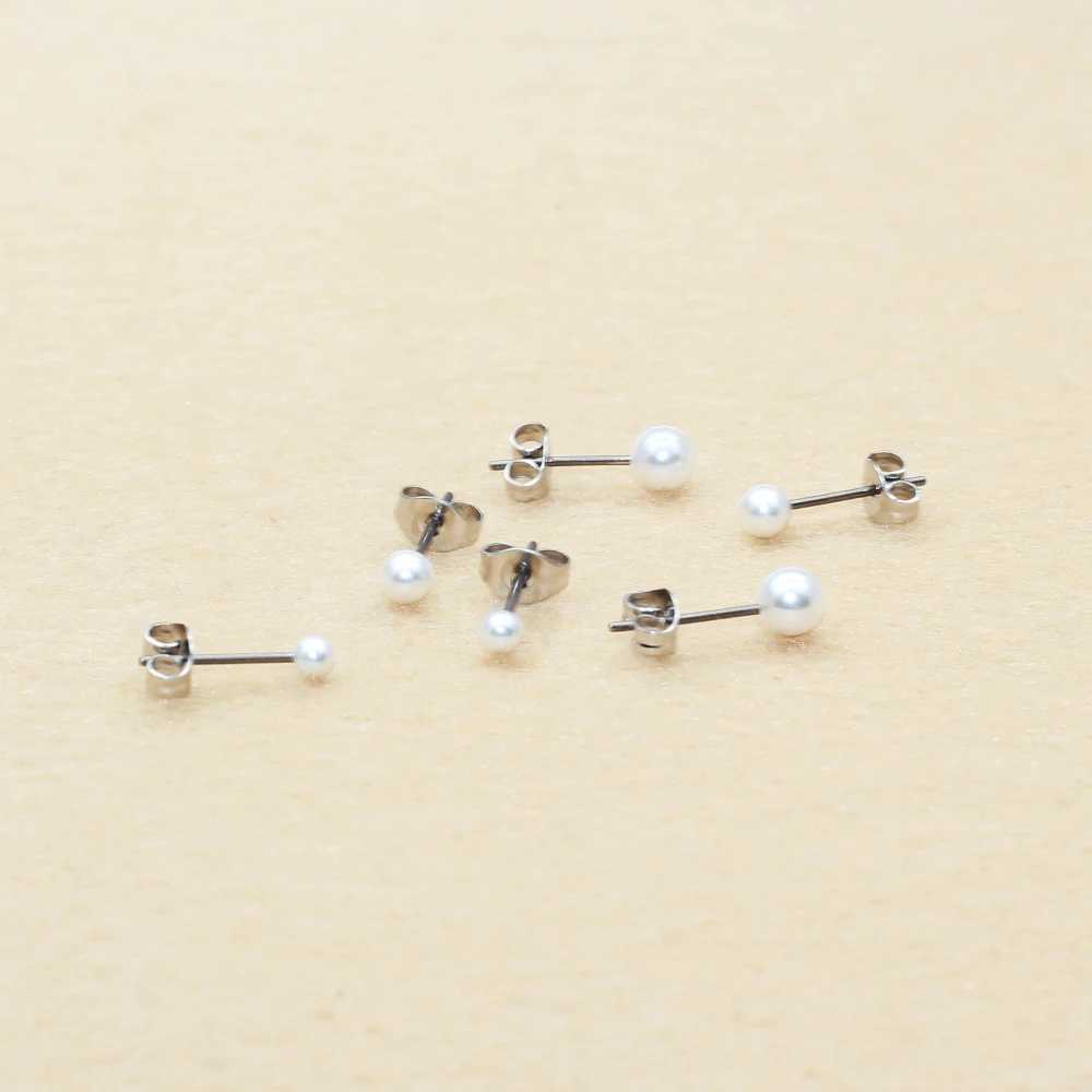 Titanium needle with ABS white pearl earrings no fading no allergies suitable for both men and women W241023