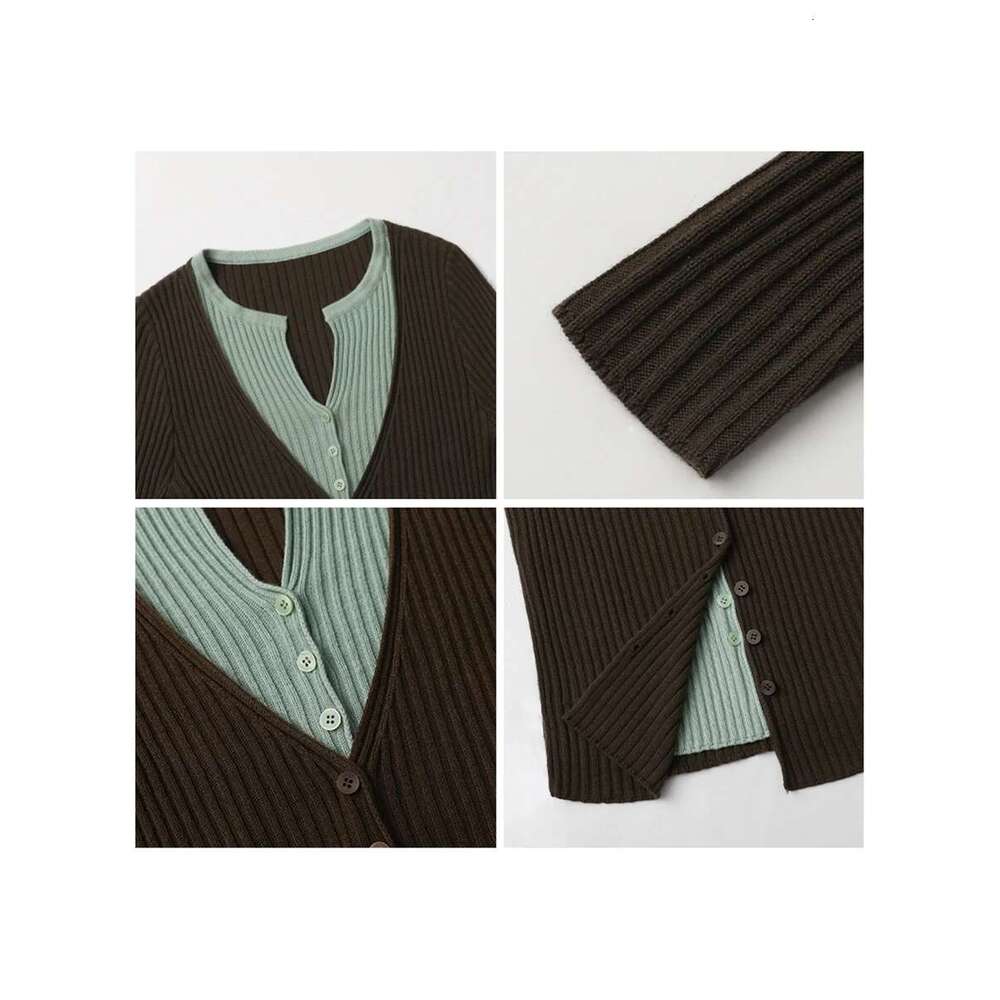 CHIC VEN Women's Sweaters New Retro V-Neck Contrast Color Slim Fit Long Sleeved Knitted Jumpers Female Top Autumn Winter 2024