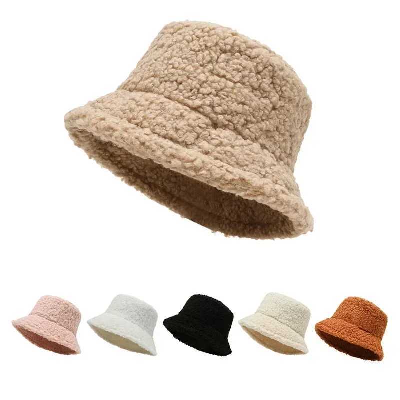 Smooth plush sheepskin hat solid color lace fashion sheepskin hat womens casual warm fisherman hat X241023