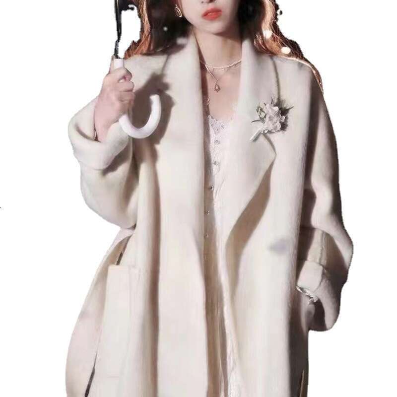 2023 Winter Jacket Cashmere Spring And Autumn Mid-Length High-End Loose Thickened 100% Wool Women's Coat
