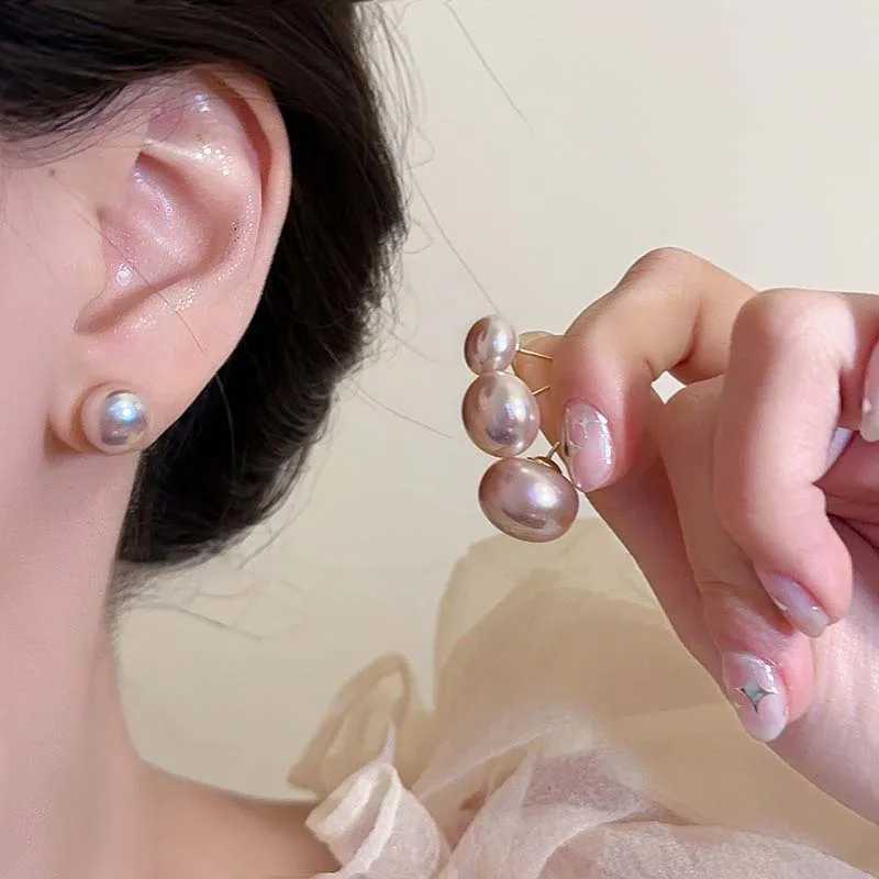 2024 New Tren Pink Pearl Earrings for Women Elegant Imitation Pearl Round Earrings Wedding Party Jewelry 10/12/14/16mm W241023