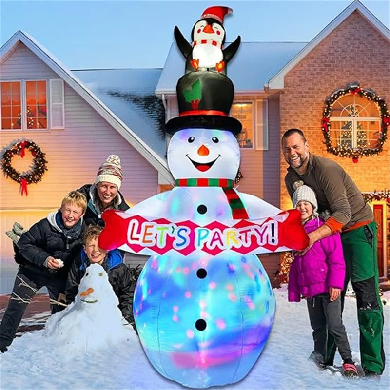2.4-meter/8-foot Christmas decoration inflatable snowman with LED lights indoor decoration Christmas party outdoor courtyard props decoration 241024