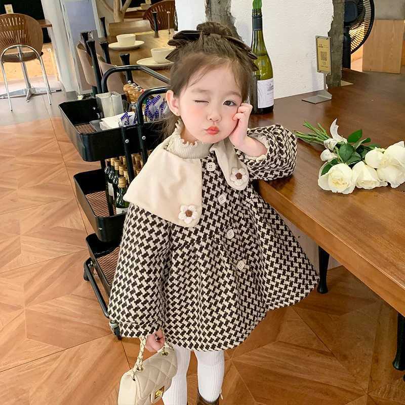 Womens wool coat jacket cotton coat windproof 2023 lapel warm thick velvet winter autumn Par childrens clothing W241023