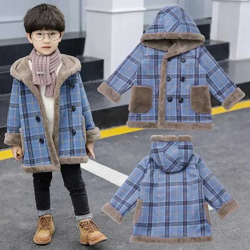 Childrens wool lined thick jacket boys jacket 2024 new sled autumn/winter jacket sled boys clothing C14 W241023