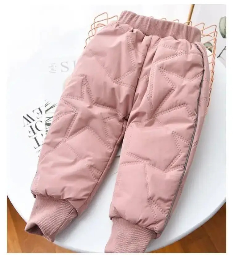 Baby boys and girls thick cotton ski pants winter four layer paddle warm Trouser children waterproof Plus velvet outdoor pants 241024
