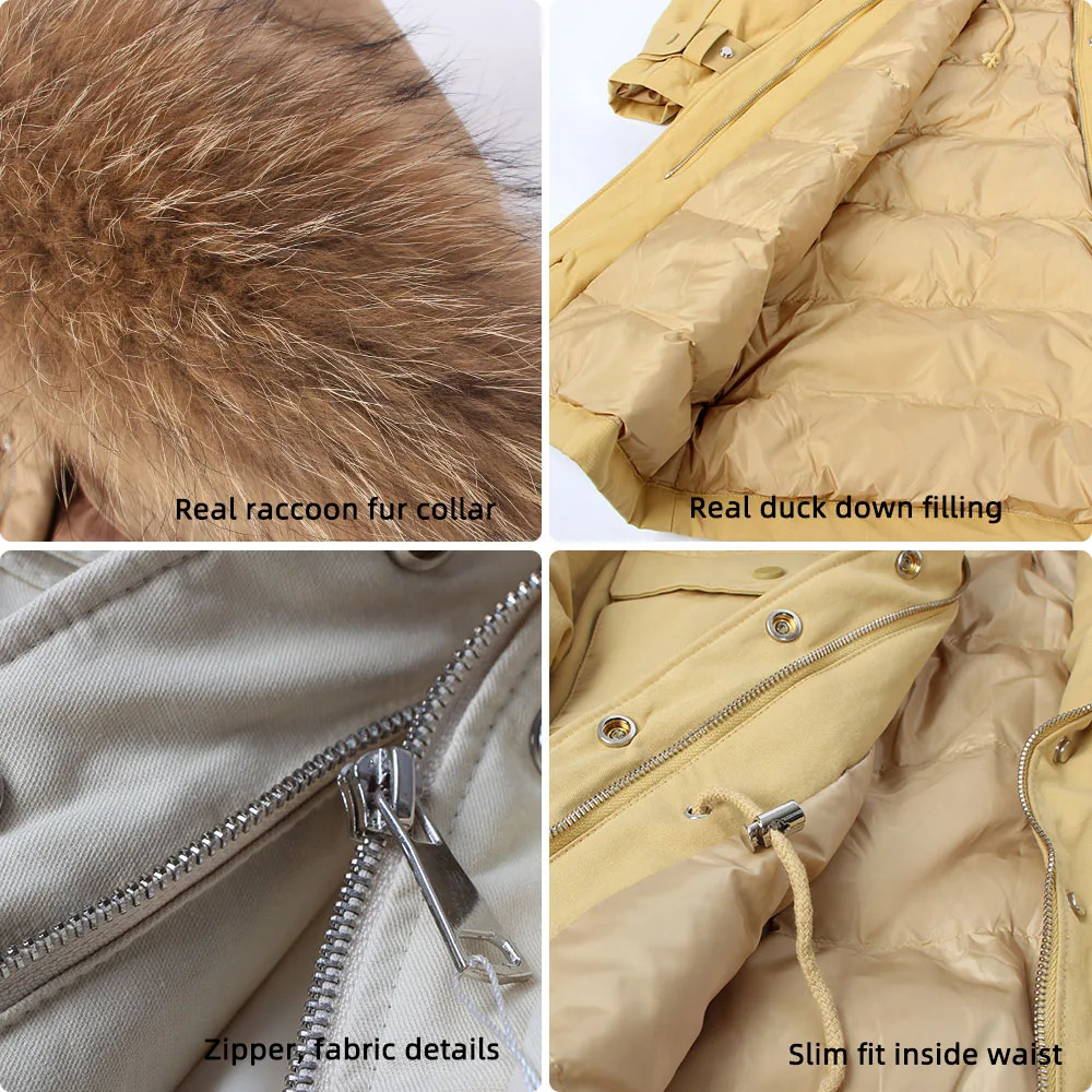 Maomaokong Winter Down Jacket for Women with Natural Fur Collar Loose Clothing Coat High Quality Womens Coat Parka 241023
