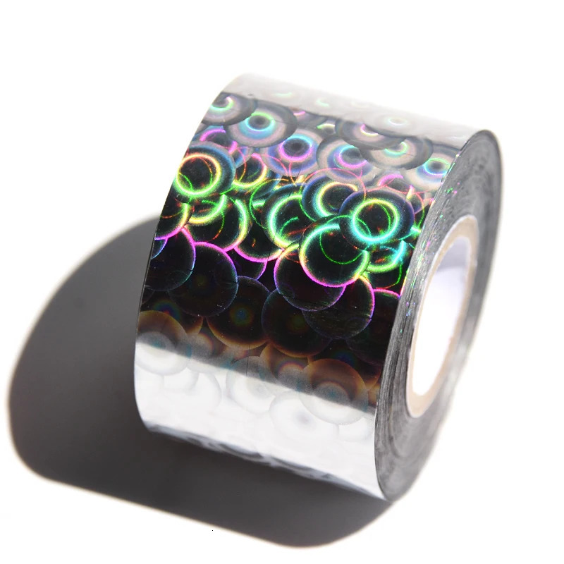 120M/roll laser transparent transfer foil holographic broken glass stamping nail sticker for salons 241024
