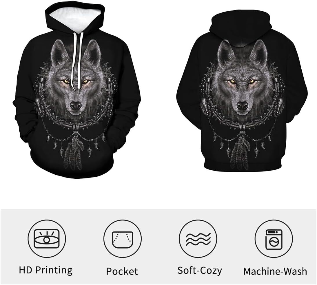 Hoodie for Mens Womens Wolf Graphic 3D Print Fantasy fashi Fashion Design Mens Hoodies Hooded Sweatshirt For Unisex Graphic Hoodies sweatshirt Pullove