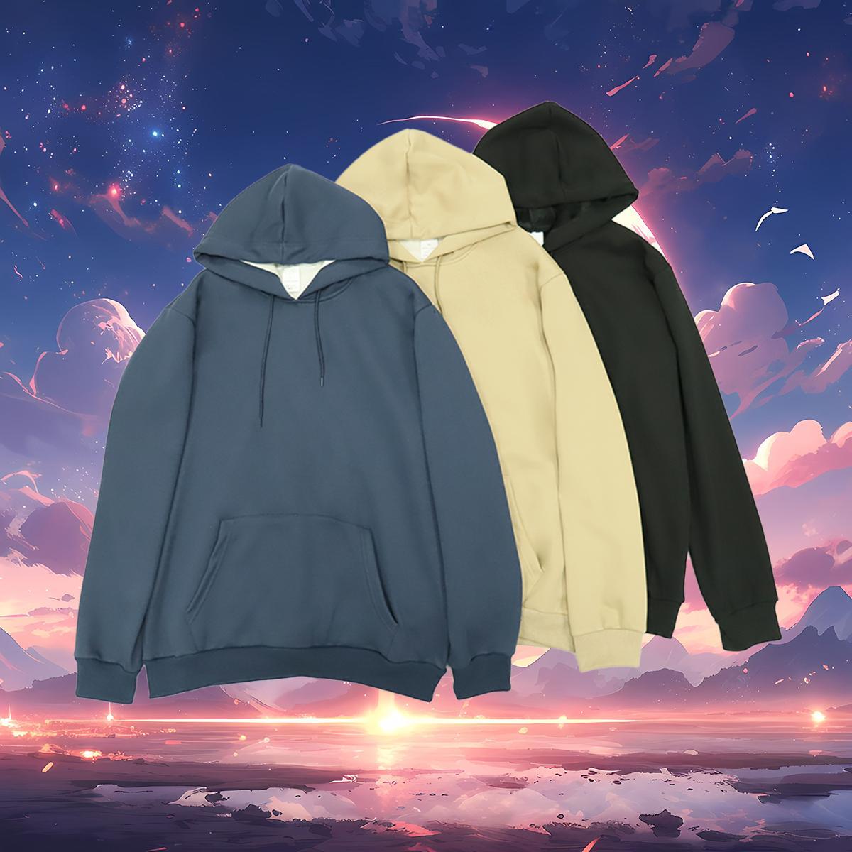 2024 DIY Hoodie Men US Plus Size Comfortable Hoodie Pullover Clothings Hip Hop Street Velvet Thick Breathable Drawstring Hoodie