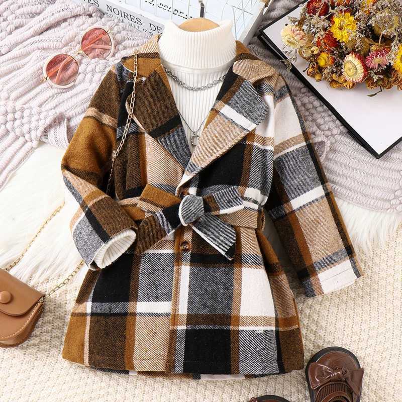 FOCUSNORM autumn and winter childrens wool jacket long sleeved lapel button plain weave work jacket W241023