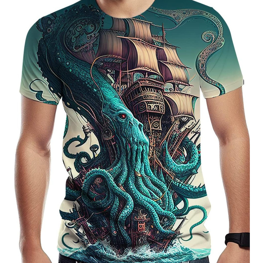 Mens T shirt Men's Octopus Graphic T Shirt 3D Graphic Cool Casual Tee Top-Fashion T-shirt casual top summer wear tee Casual tops summer clothes