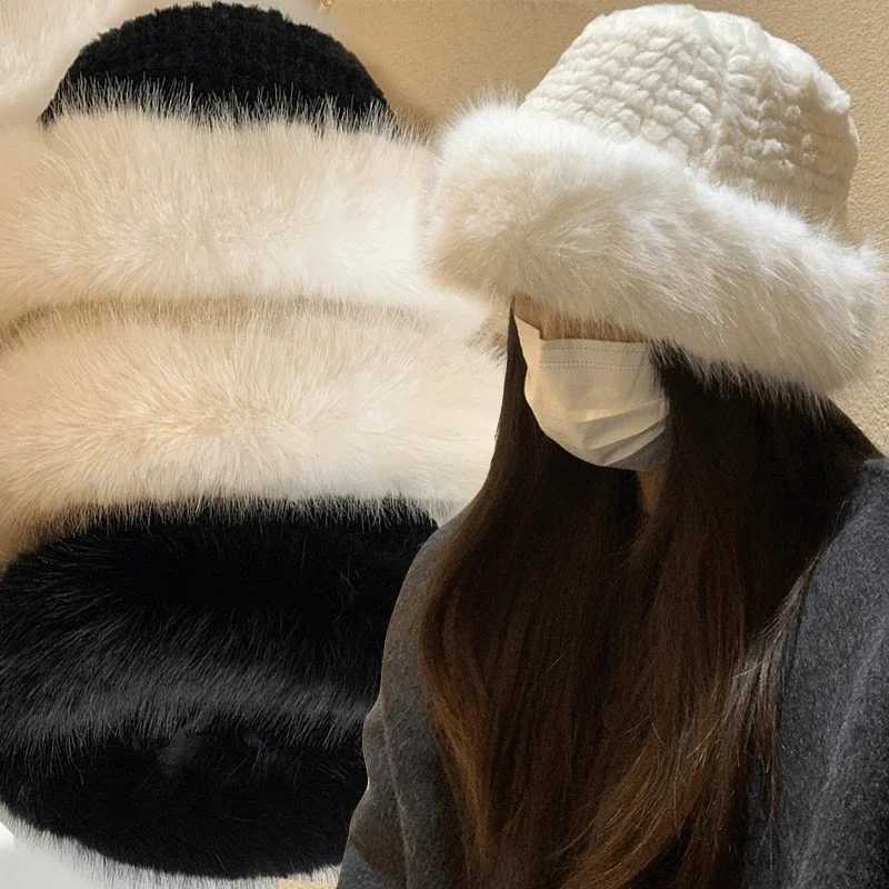 2024 New Autumn Winter Fashion Fur Hat Fur Hat Mongolian Hat Fur Hat Brushless Plush Fluffy Ski Hat X241023