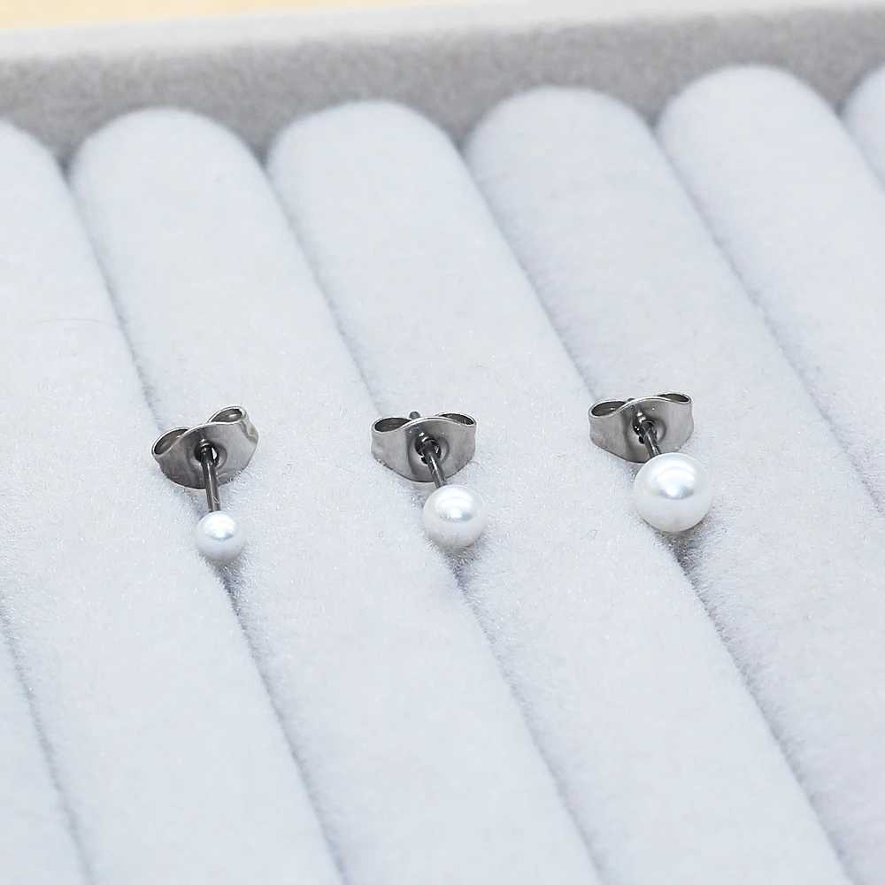 Titanium needle with ABS white pearl earrings no fading no allergies suitable for both men and women W241023
