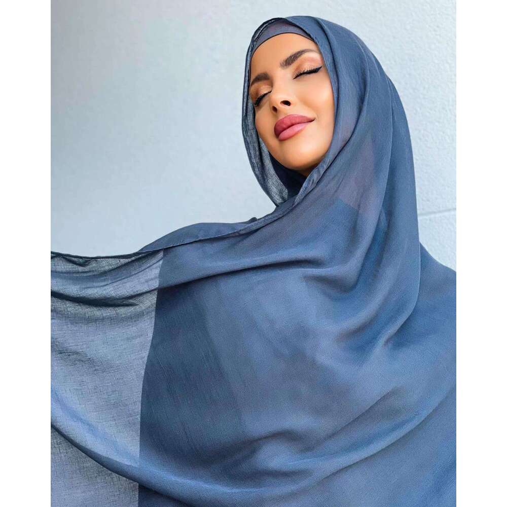 designers ece nice Breathable woven silk rayon go weight twill hijab light plain classic modal cotton scarf