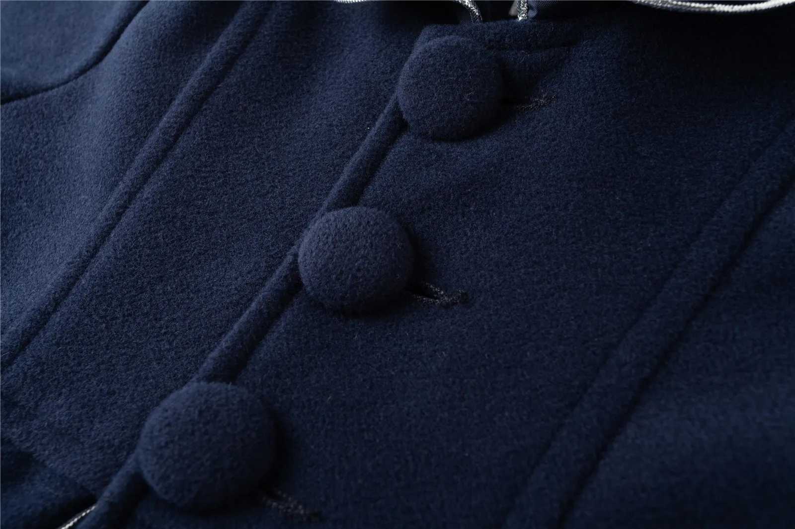 Mudkingdom Girl Peacock Artificial Wool Long Coat Childrens Dress Cost Long Sleeve Button Jacket Warm Winter Clothing Solid Coat W241023