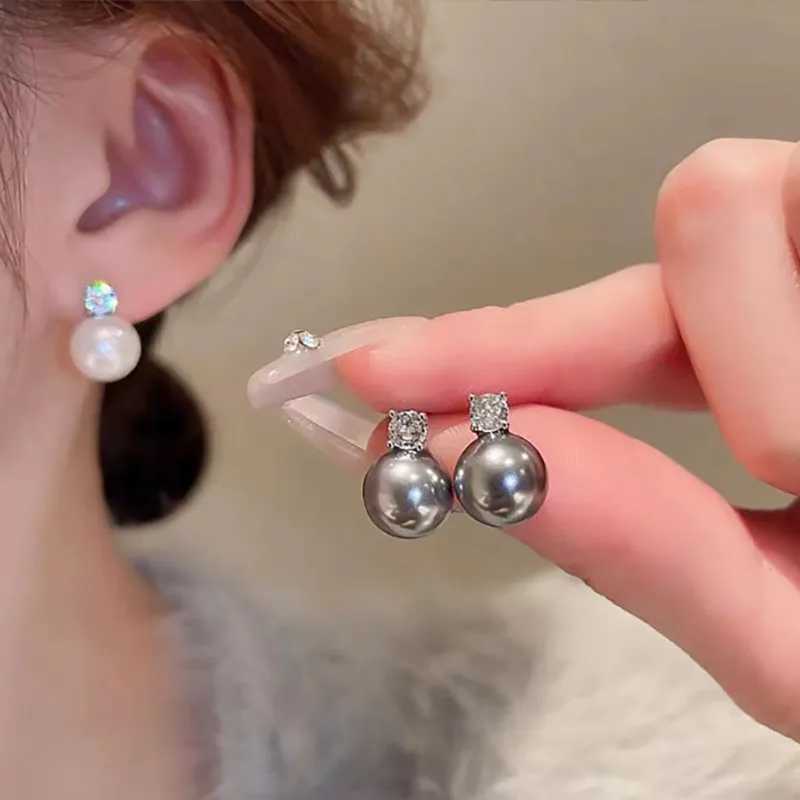 Stainless Steel Zircon Natural Pearl Earrings For Women Gold Plated Geometric Hoop Pearl Earring Wedding Bridesmaid Jewelry GifX241023