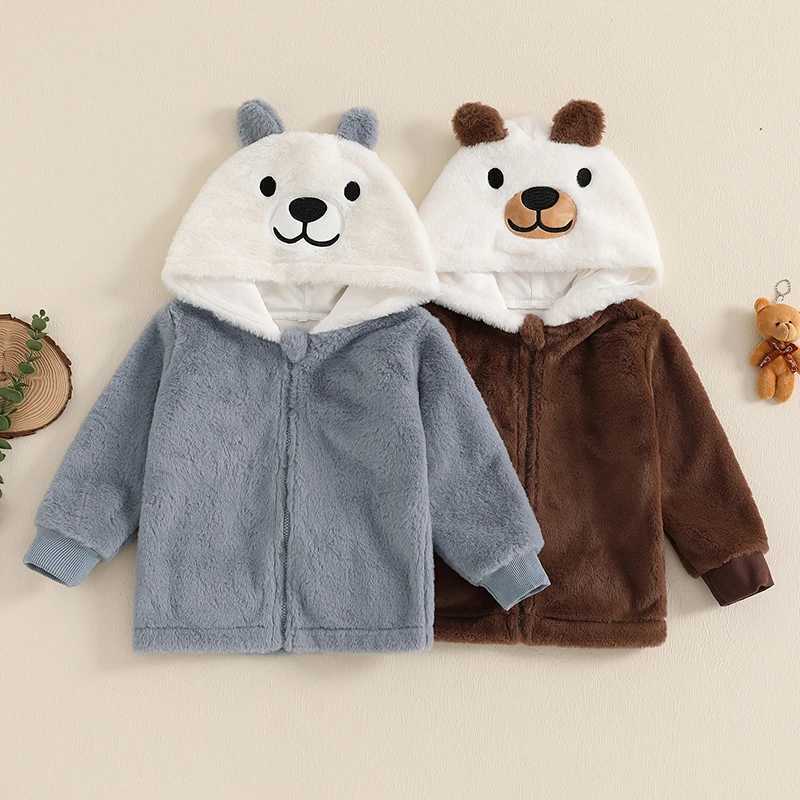 FOCUSNORM 0-4Y little girl camouflage wool coat long sleeved zipper front cute animal hooded jacket wool winter coat W241023