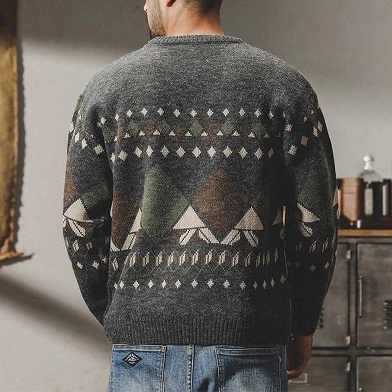 Streetwear Vintage Mens Sweaters O Neck Long Sleeve Knitting Pullovers Men Autumn Ethnic Style Crochet Knit Sweater Jumper Tops LX241024