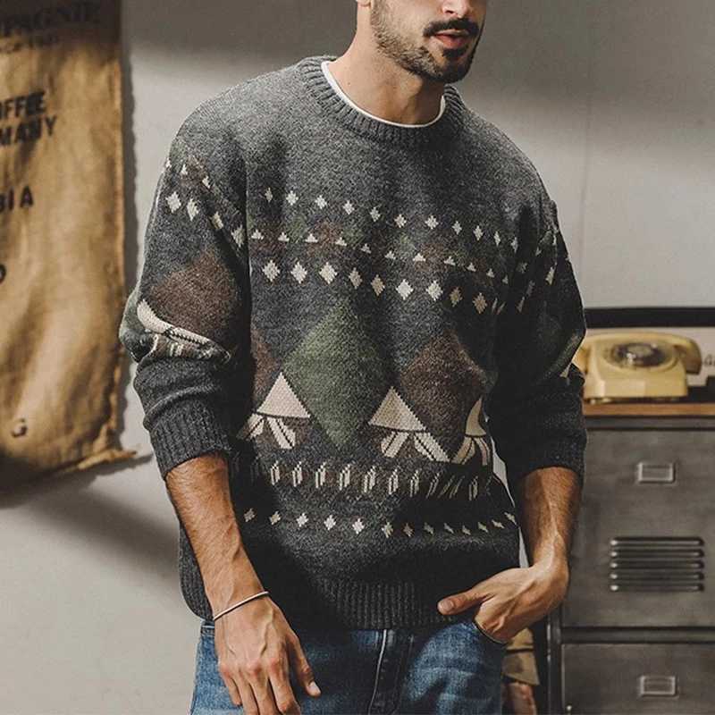 Streetwear Vintage Mens Sweaters O Neck Long Sleeve Knitting Pullovers Men Autumn Ethnic Style Crochet Knit Sweater Jumper Tops LX241024