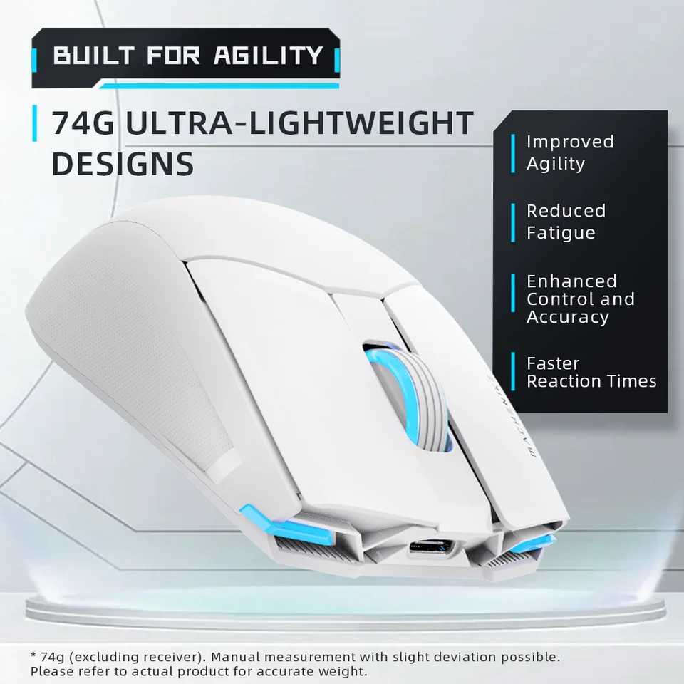 Wireless Gaming Mouse Machenike M7 Pro PAW3395 26000DPI 74g RGB For Laptop PC Mouse Gamer Kailh Switch Programmable RechargeableLX241024