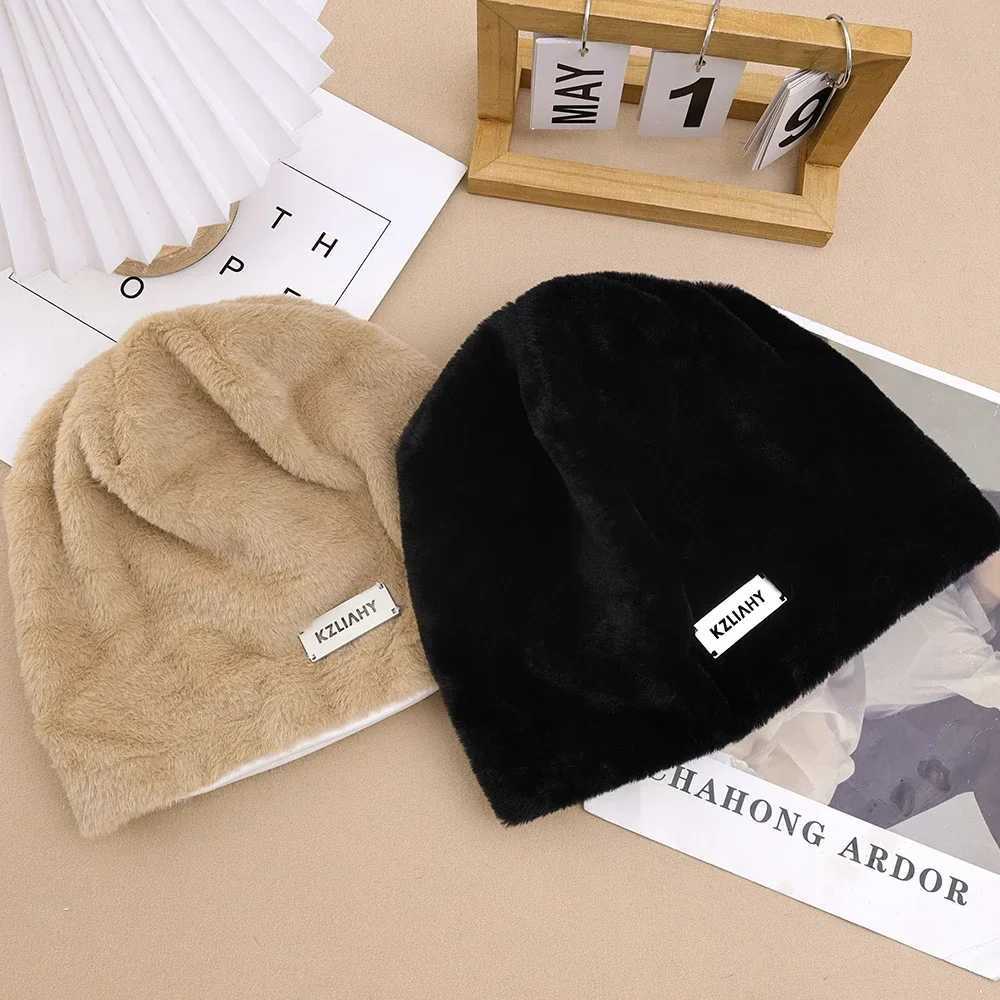 Plush bean hat warm girl warm Y2K solid bag knitted Sklies hat outdoor cold anti bean hat Fem Gorros hat X241023