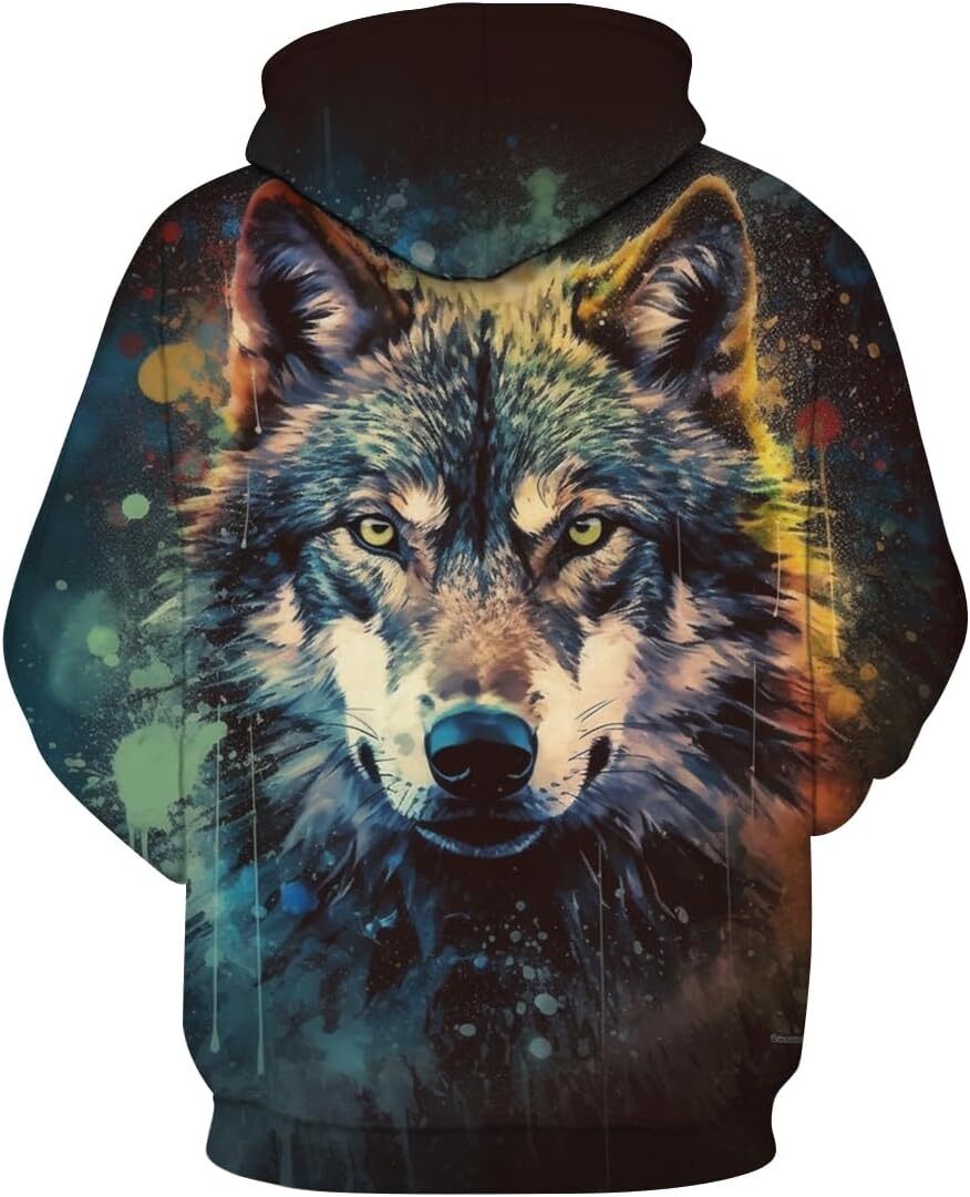 Hoodie for Mens Womens Novelty Wolf Graphic Hoodies Cool hoodies Sweatshirt Pullover Graphic Hoodies sweatshirt Fashionable and Warm