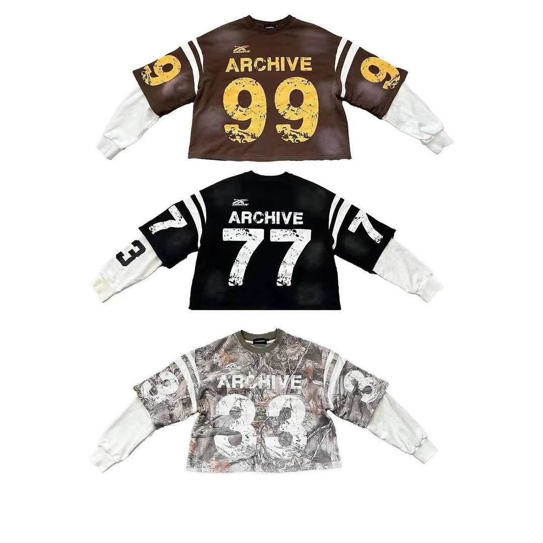 Streetwear fashion long sleeved T-shirt Harajuku retro digital graphic printing oversized T-shirt mens Y2K Gothic autumn top 241024