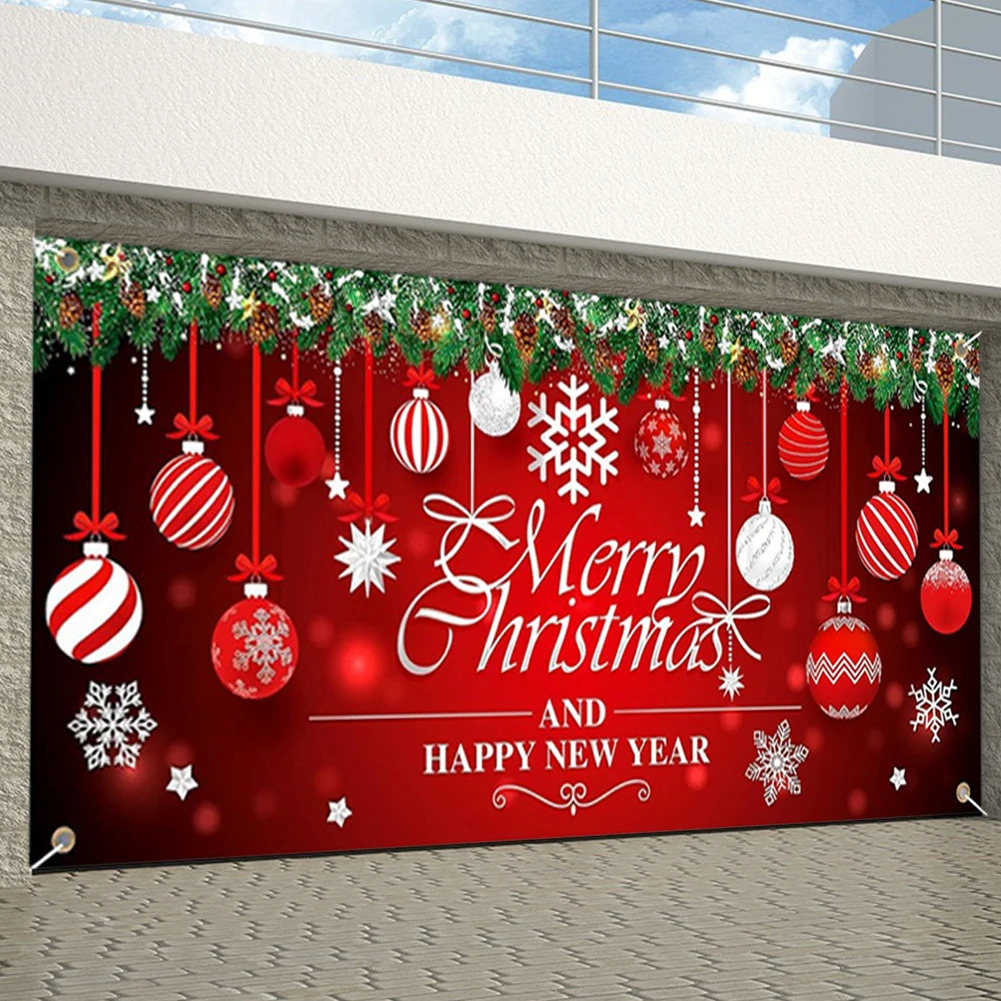 Halloween garage door banner haunted house pumpkin bloody hands Christmas gnome banner wall background decoration curtains 241023