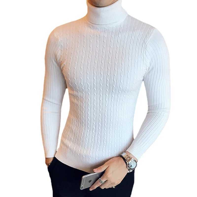 Men Slim Solid Color Turtlenecks Fit Sweaters Men Winter Long Sleeve Warm Knit Sweaters Classic Solid Casual Bottoming Shirt 5XL LX241024