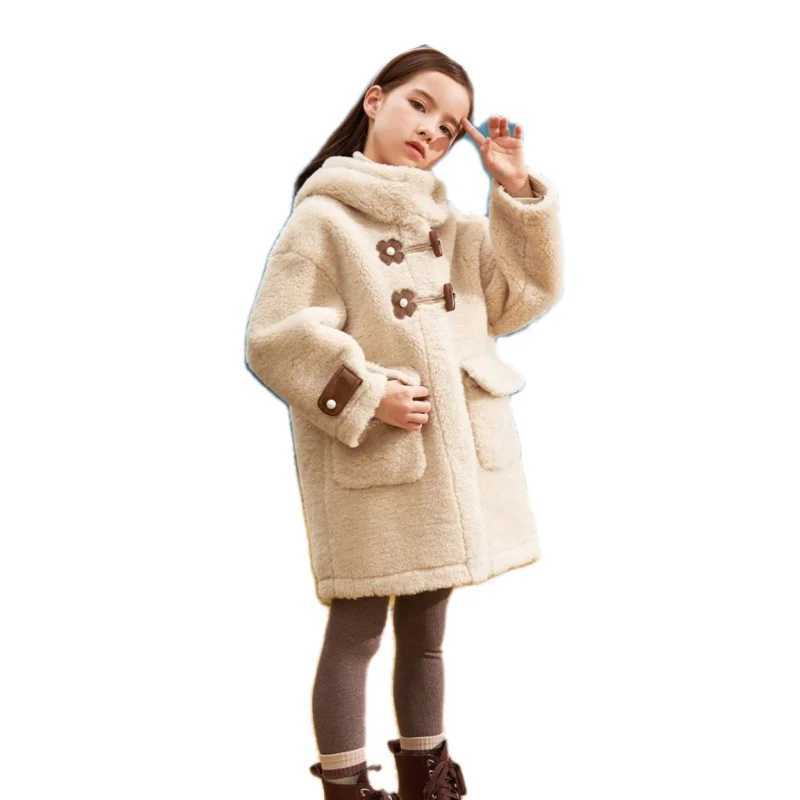 Womens wool coat jacket cotton coat windproof 2023 wool warm thick velvet winter autumn Par childrens clothing W241023